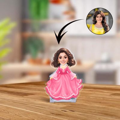Personalized Princess Theme Bobblehead Caricature Solar Powered with Moving Head Custom with Photo Birthday Return Gift for Girls Kids Room Desk Decor & Car Dashboard